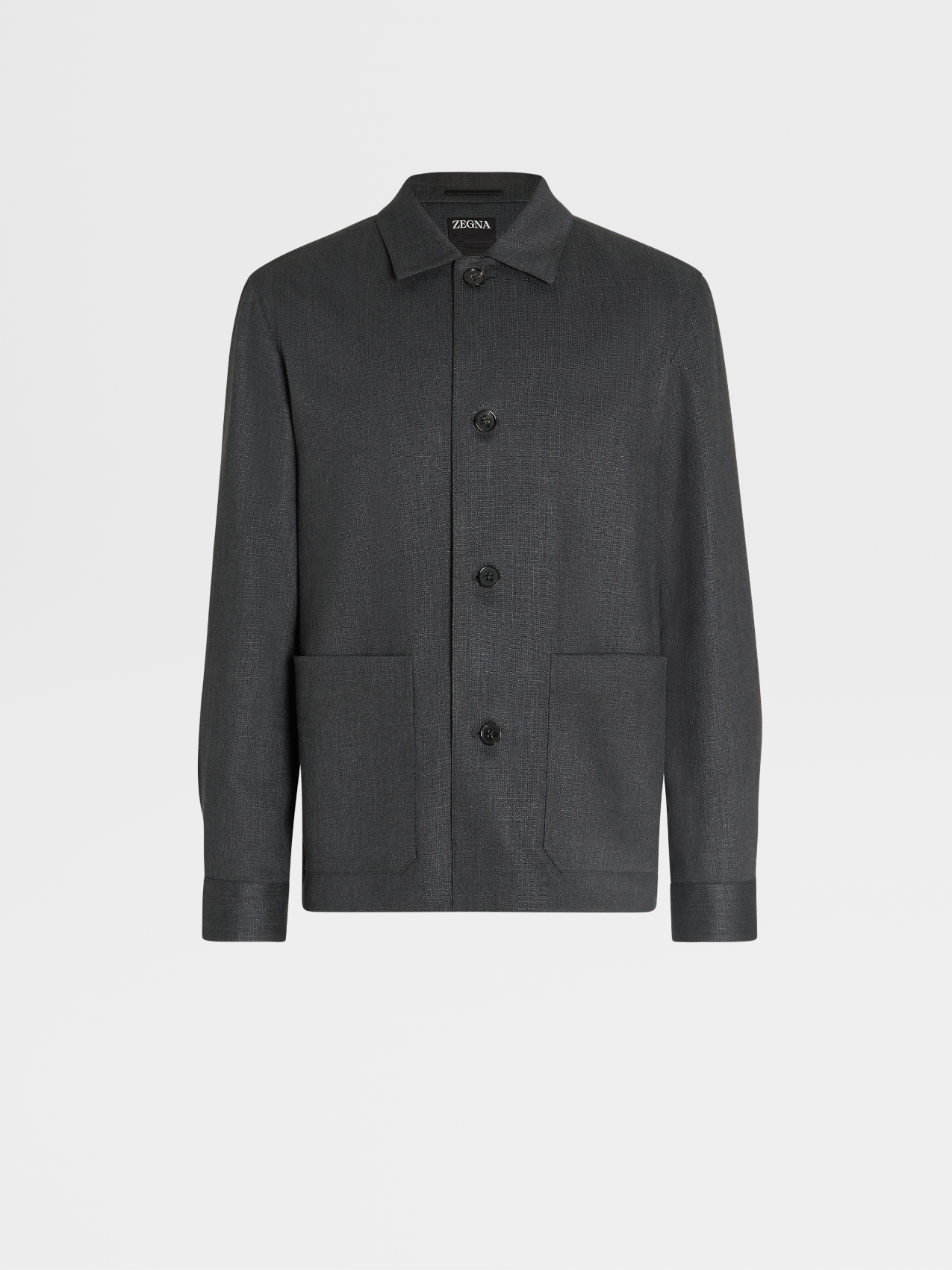 Black Silk and Linen Blend Chore Jacket
